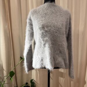 Elegant Gray Women's Fuzzy Turtleneck Sweater